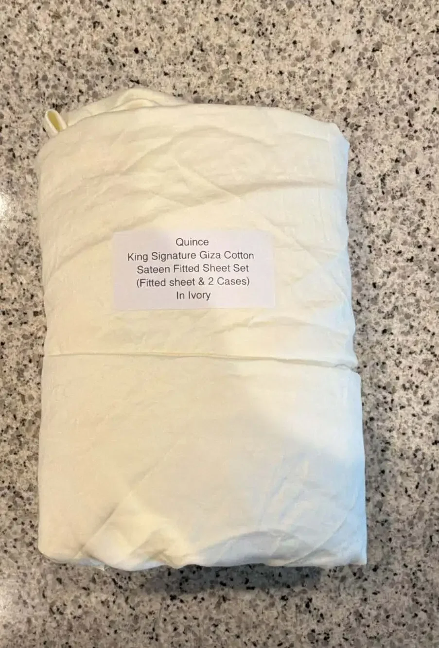 Quince King Signature Giza Cotton Sateen Fitted Sheet Set in Ivory